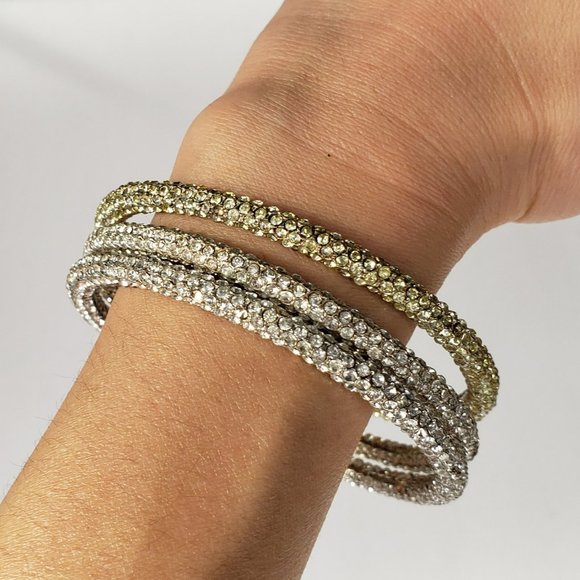 Marc Jacobs 3 Crystal Rhinestone Bangle Bracelets - Picture 1 of 8